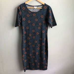LuLaRoe Julia dress floral S teal.